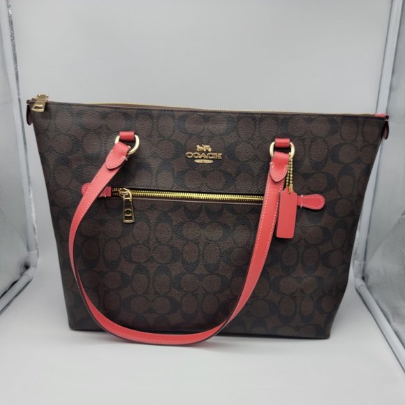 Coach Gallery Tote in Signature Canvas 79609 Brown Watermelon - Picture 1 of 8